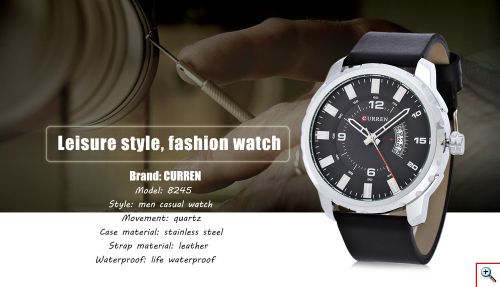 Ανδρικό Ρολόι CURREN 8245 - Casual Date Men's Quartz Analog Leather Strap Wrist Watch
