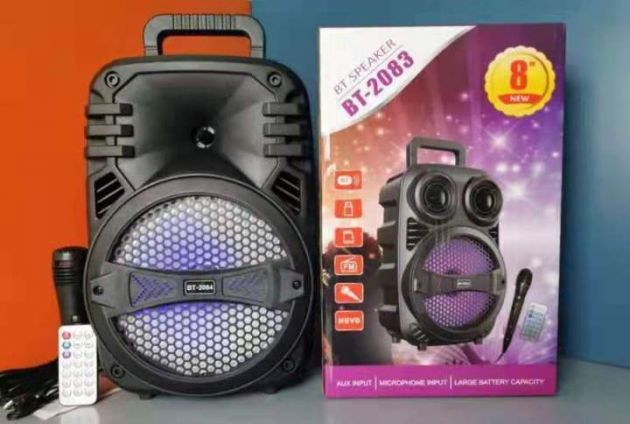 Φορητό Στερεοφωνικό Ασύρματο Ηχείο Karaoke USB Φόρτισης με Ενσύρματο Μικρόφωνο BT-2084 Bluetooth Speaker Μαύρο