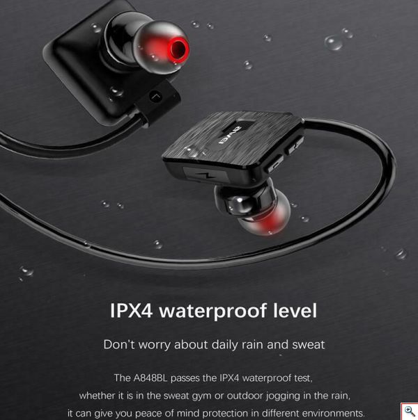 Αδιάβροχα Ασύρματα Ακουστικά Bluetooth για Τρέξιμο & Άθληση V4.2 - AWEI Wireless Sport Headset Handsfree A848BL