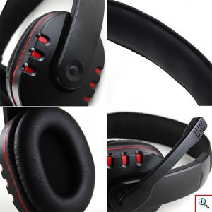 Ρυθμιζόμενα Gaming Ακουστικά On Ear Κεφαλής με Μικρόφωνο & Jack 3.5mm - PC PS4 Headset Κόκκινο