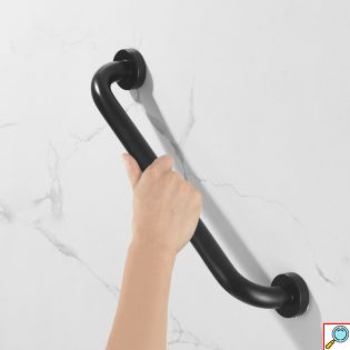 Βοηθητική Λαβή Στήριξης ΑΜΕΑ 35cm Inox Τοίχου, Μπάνιου - Μπάρα Στήριξη για AMEA Μαύρη Ανοξείδωτη
