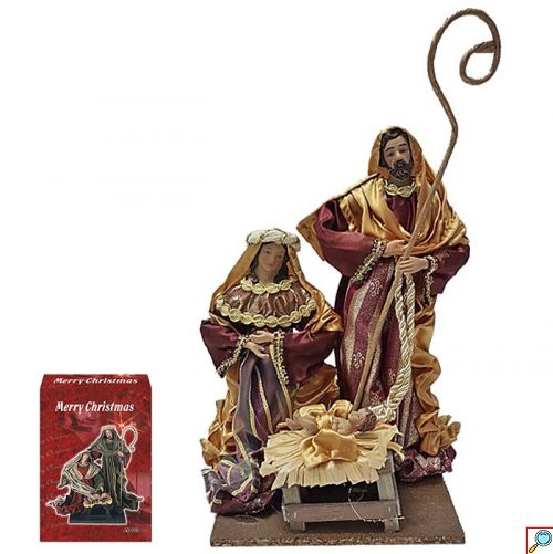 Γίγας Μεγάλη Ξύλινη Φάτνη με 3 Φιγούρες 30x23cm - Μεγάλο Χριστουγεννιάτικο Διακοσμητικό