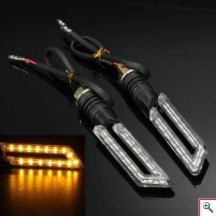 Φλας Μοτοσυκλέτας με 15 smd LED Κίτρινα Σετ 2 τμχ 