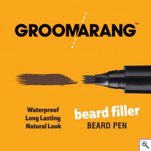 Αδιάβροχο Μολύβι - Τατουάζ & Βούρτσα για Γένια - Groomarang Beard Filler Pen & Brush Dark Brown