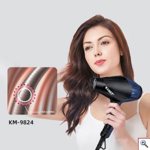 Kemei® Επαγγελματικό Σεσουάρ - Πιστολάκι Μαλλιών 2 σε 1 3800W Ρυθμιζόμενης Ροής Αέρα με Φυσούνα & Λειτουργία Ζεστού και Κρύου Αέρα - Professional Hair Dryer ΚΜ-9824