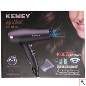 Kemei® Επαγγελματικό Σεσουάρ - Πιστολάκι Μαλλιών 2 σε 1 4000W με Φυσούνα - Professional Hair Dryer KM-9510