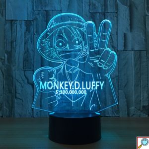 LED 3D Τρισδιάστατο Φωτιστικό Illusion Led One Piece Monkey D. Luffy Figure