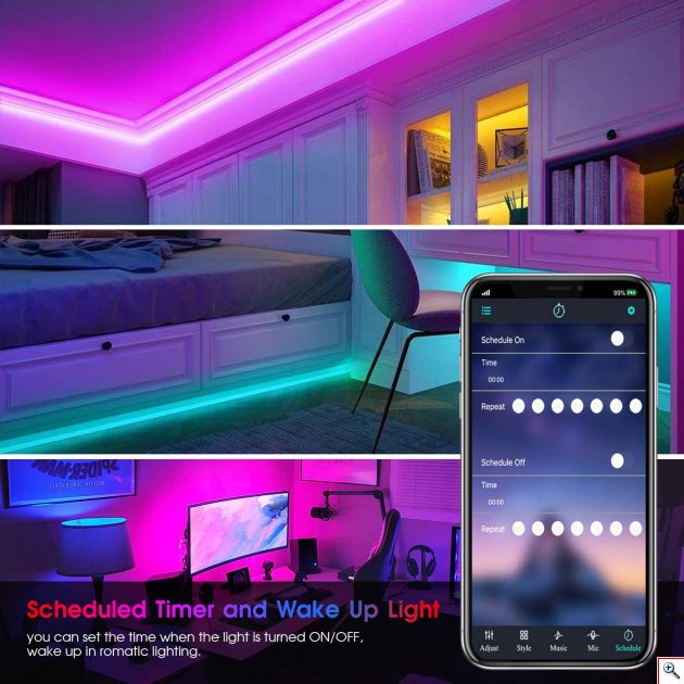 Έξυπνη Ταινία LED 5m Bluetooth με App Κινητού FunLit® RGB Φωτορυθμικό SMD5050 30LED/3W/m 220V & Ασύρματο Χειριστήριο - Αυτοκόλλητος Ατμοσφαιρικός Φωτισμός Εσωτερικού Χώρου
