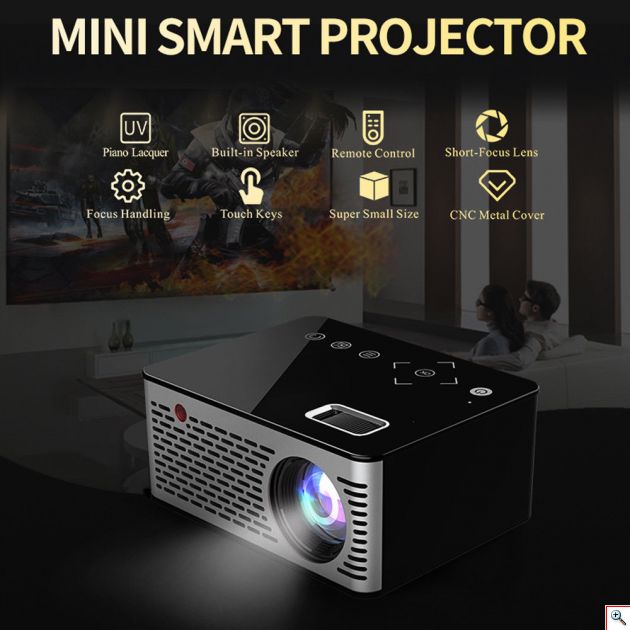 Mini Φορητός Προβολέας - Προτζέκτορας Αφής Led Multimedia USB, SD, HDMI, AV, AUX Βιντεοπροβολέας Projector Home Cinema με Τηλεχειριστήριο