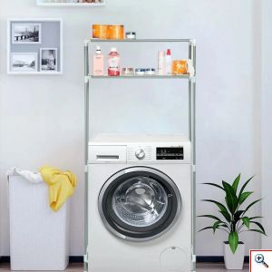 Μεταλλική Ραφιέρα Πλυντηρίου Μπάνιου 2 Επιπέδων 150x65x25cm - Washing Maching Storage Rack