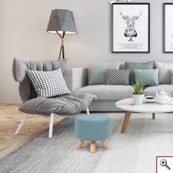 Μίνι Στρογγυλό Σκαμπό 30x28x28cm - Διακοσμητικό Κάθισμα σε 3 Διαφορετικά Χρώματα 