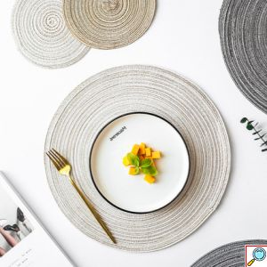 Σετ 4x Boho Ψάθινο Σουπλά Στρογγυλό 18cm