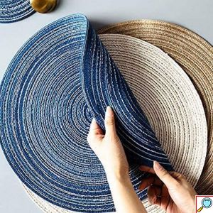 Σετ 4x Boho Ψάθινο Σουπλά Στρογγυλό 18cm