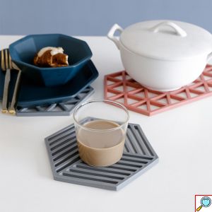 Σετ 6x Αντιολισθητικά Σουπλά Σιλικόνης - Θερμοπροστασίας σε Σχέδιο Γραμμές 16x14x0.6cm