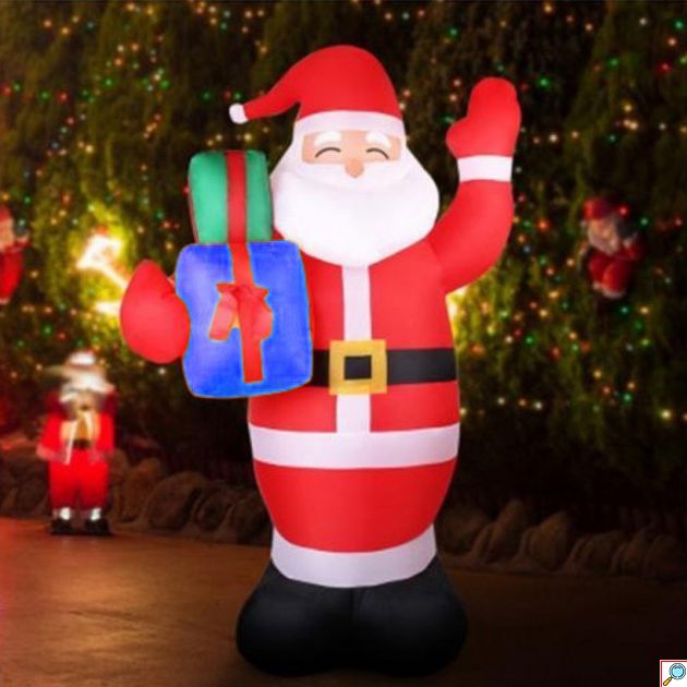 Extra Bright Αδιάβροχος Φωτιζόμενος Φουσκωτός Άγιος Βασίλης με Ισχυρό Φωτισμό LED 180cm με Δώρα - Χριστουγεννιάτικο Διακοσμητικό