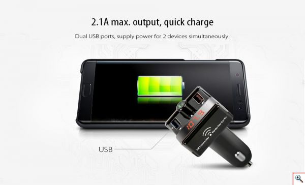 Car Fm Transmitter Αυτοκινήτου Dual USB, SD, Bluetooth Handsfree Mp3 Player - Ανοιχτής Ακρόασης & 2 Θύρες USB Car Kit