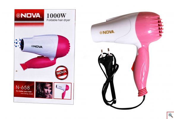  Πιστολάκι Μαλλιών - Σεσουάρ Ταξιδίου 1000W Nova Hair Dryer N-658