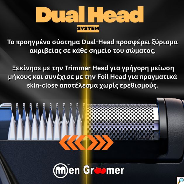 Men Groomer MAX Dual Head - Δεν Θα Κοπείτε Ποτέ: Premium Κουρευτική & Ξυριστική Μηχανή για Σώμα & Ευαίσθητη Περιοχή
