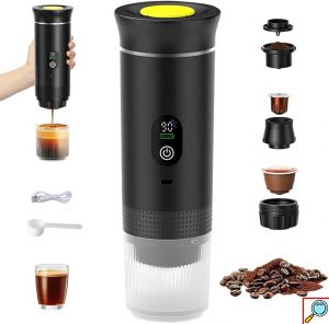 Φορητή Eπαναφορτιζόμενη Μηχανή Espresso 150mL 3 Σε 1 Με Ψηφιακή Οθόνη 20 Bar
