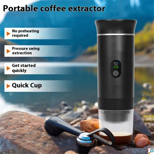 Φορητή Eπαναφορτιζόμενη Μηχανή Espresso 150mL 3 Σε 1 Με Ψηφιακή Οθόνη 20 Bar