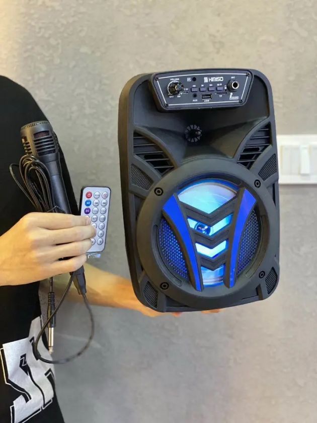 Φορητό Στερεοφωνικό Ασύρματο Ηχείο Karaoke USB Φόρτισης με Ενσύρματο Μικρόφωνο BT-6105 Bluetooth Speaker Μαύρο