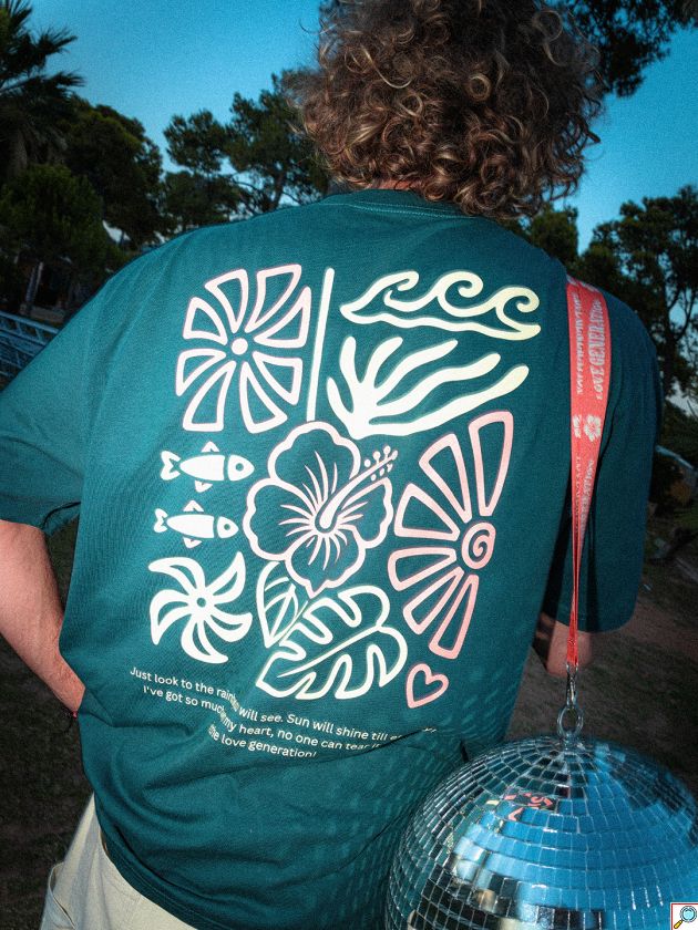 Love Generation Party Tshirt Essential Flower Tee Petrol