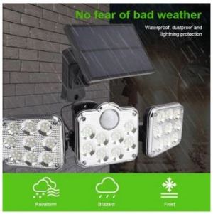 Τριπλός Ηλιακός Προβολέας - Φωτιστικό 138 LED SMD με Ανιχνευτή Κίνησης, Φωτοκύτταρο & Τηλεχειρισμό 