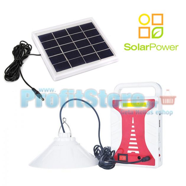 Mini Ηλιακό Πακέτο Φωτισμού & Φόρτισης PowerBank με Panel, Μπαταρία με Φωτιστικό και Θύρα USB + Λάμπα Led 200LM - LL 5808 OEM