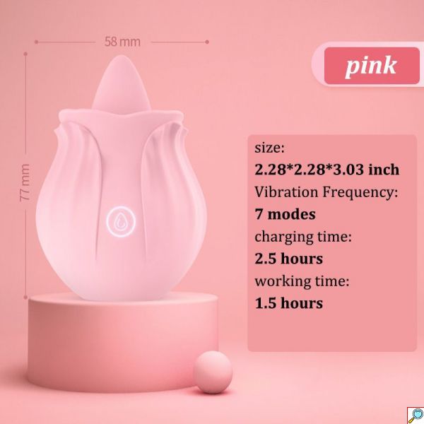 Δονητής “Rose” με Γλώσσα για Μασάζ Κλειτορίδας και Θηλών - New Pumpkin Tongue Licking Female Rose Sucking Vibrator