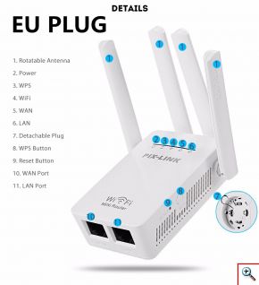 Επέκταση Wifi - WiFi Repeater & Router 300Mbps 2,4Ghz - Access Point με Είσοδο για LAN & Ethernet