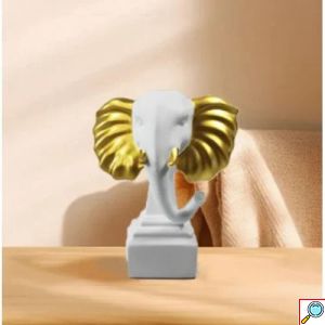Επιτραπέζιο Διακοσμητικό Ελέφαντας Ρητίνης σε Λευκό και Χρυσό Χρώμα 20x6x21cm 