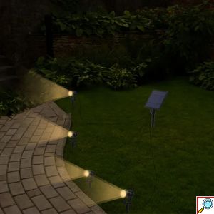 LED Αδιάβροχα Ηλιακά Σποτ με Πάσσαλους Θερμού Λευκού Φωτισμού 3000Κ 4τμχ