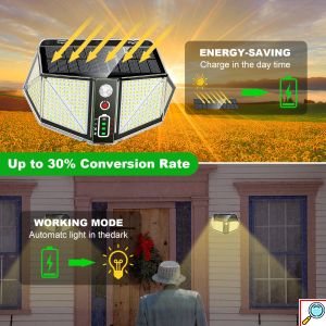 Ηλιακό Αδιάβροχο Φωτιστικό 410 LED Super Bright 3000mAh Εξωτερικού Χώρου με Ανιχνευτή Κίνησης - Ευρυγώνιο Φωτισμό 300º & 3 Λειτουργίες Φωτισμού