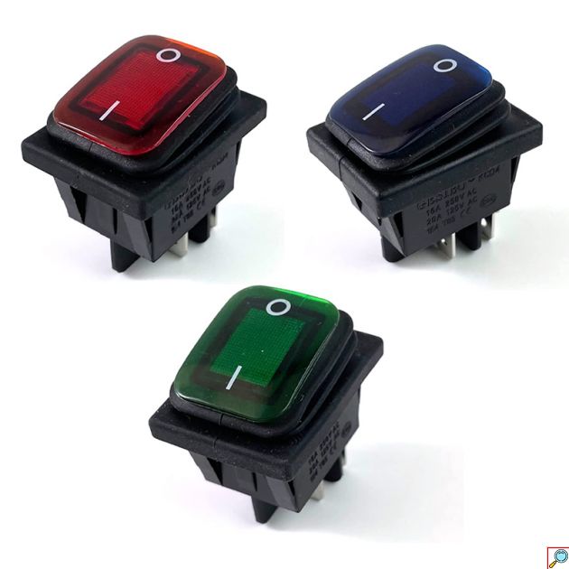 Αδιάβροχος Διακόπτης / Κουμπί Εναλλαγής LED – Rocker Switch ON / OFF 12V με 4 Επαφές 
