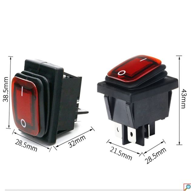 Αδιάβροχος Διακόπτης / Κουμπί Εναλλαγής LED – Rocker Switch ON / OFF 12V με 4 Επαφές 