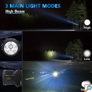 Αδιάβροχος Επαναφορτιζόμενος LED Φακός - Power Bank με Ηλιακό Πάνελ