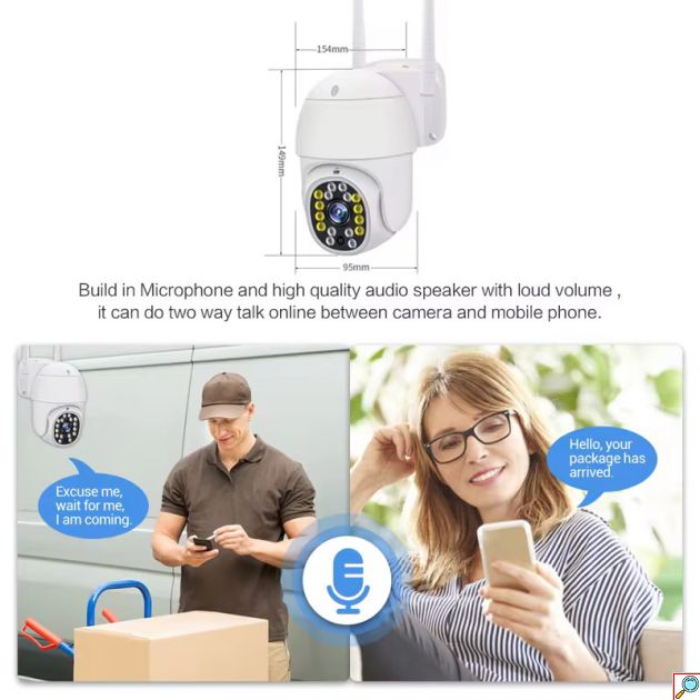 Αδιάβροχη IP Wi-Fi Κάμερα Παρακολούθησης 1080p με Ανίχνευση Κίνησης