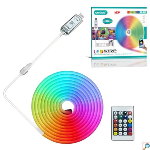 Αδιάβροχη Ταινία LED RGB 5m WiFi USB 5V με Τηλεχειριστήριο AERBES