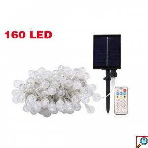 Αδιάβροχα Ηλιακά Λαμπάκια - Κουρτίνα 160 LED Μπαλἀκια 3x2m Ψυχρό Λευκό Φως με Χειριστήριο Φωτοβολταϊκό Πάνελ & 8 Λειτουργίες Φωτισμού