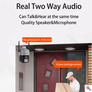 Αδιάβροχη Ασύρματη IP WiFi Κάμερα 1080p, 3MP, PTZ Dome 355°, Νυχτερινή Λήψη, Ανίχνευση Κίνησης, Ειδοποίηση στο Κινητό, με LED φάρο, Mic, Ηχείο, OEM