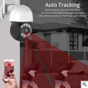 Αδιάβροχη Έξυπνη PTZ Κάμερα Ασφαλείας IP WiFi - Ethernet HQ 5MP, Pan / Tilt με Αισθητήρα Κίνησης, Αpp Κινητού, Νυχτερινή Λήψη, Ηχείο, Μικρόφωνο, VRT C-10