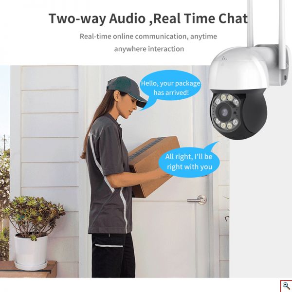 Αδιάβροχη Έξυπνη PTZ Κάμερα Ασφαλείας IP WiFi - Ethernet HQ 5MP, Pan / Tilt με Αισθητήρα Κίνησης, Αpp Κινητού, Νυχτερινή Λήψη, Ηχείο, Μικρόφωνο, VRT C-10