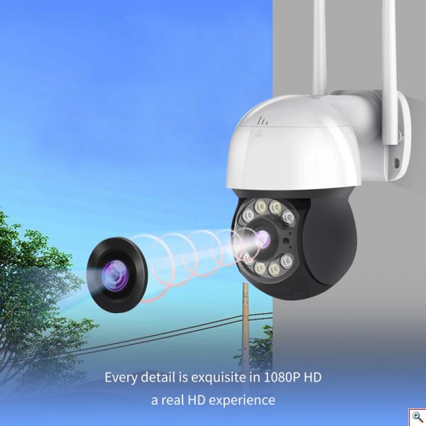 Αδιάβροχη Έξυπνη PTZ Κάμερα Ασφαλείας IP WiFi - Ethernet HQ 5MP, Pan / Tilt με Αισθητήρα Κίνησης, Αpp Κινητού, Νυχτερινή Λήψη, Ηχείο, Μικρόφωνο, VRT C-10