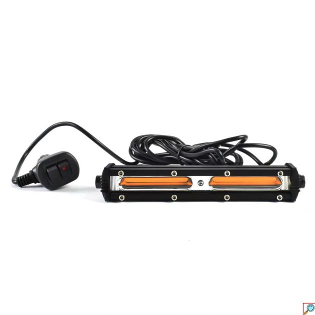 Αδιάβροχη Mini Μπάρα LED COB Πορτοκαλί Φωτισμού Σταθερού & Strobe 18W 12/24V IP67