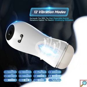 Αδιάβροχη Επαναφορτιζόμενη USB Αντλία Αναρρόφησης Πέους - Με 12 Λειτουργίες Δόνησης & Αισθησιακές Φωνητικές Ηχογραφήσεις