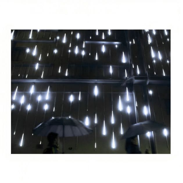 Αδιάβροχη Χριστουγεννιάτικη Κουρτίνα 10 LED Σταγόνες - Σταλακτίτες - Λευκού Ψυχρού Φωτισμού - 5μ - Arrango
