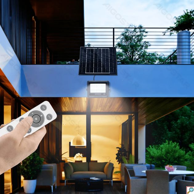 Aδιάβροχος Ηλιακός Προβολέας LED 100W με Πάνελ & Τηλεχειριστήριο - 1000lm, 6500K, IP65 - Aigostar
