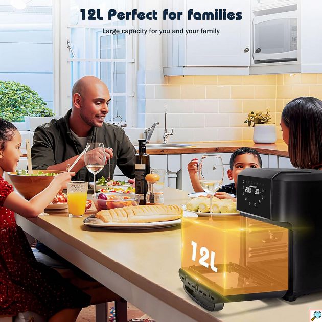 Φριτέζα Αέρος Φούρνος 12L 1500W – Υγιεινό Μαγείρεμα - Οθόνη Αφής, 9 Προγράμματα, Μεγάλη Χωρητικότητα, Οικογενειακή