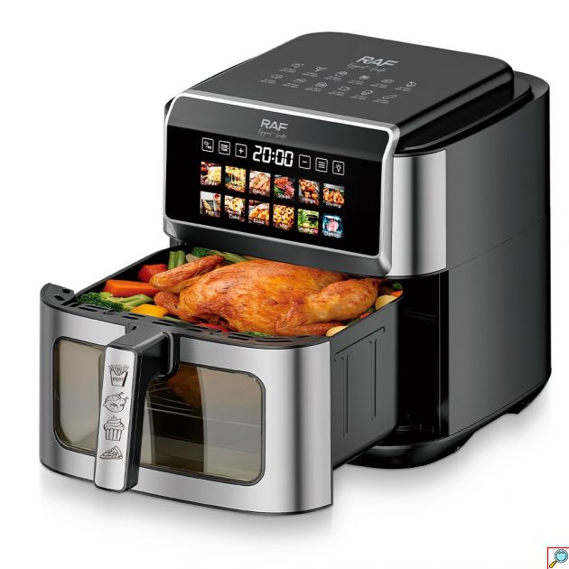 Φριτέζα Αέρος - 8L 1800W, Διπλή Αντίσταση & Touchscreen - Παράθυρο, 12 Προεπιλογές, Αφαιρούμενο Καλάθι