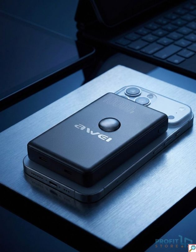 Μαγνητικό Power Bank AWEI MH805 10000mAh – Ασύρματη Φόρτιση 20W & Αναδιπλούμενη Βάση - Γρήγορη Φόρτιση, MagSafe Compatible, Φορητό